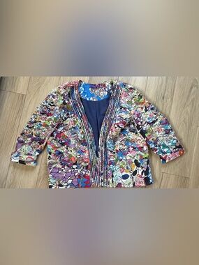 Indikka Open Front Boho Fabric Scrap Open Cardigan Jacket XL
